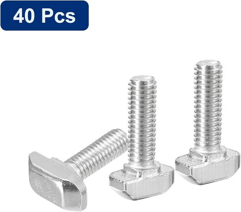 مسمار uxcell M6x30mm T فتحة منسدلة، 20 قطعة من الفولاذ الكربوني المطلي بالنيكل رأس مطرقة على شكل حرف T مسمار منزلق لملف ألومنيوم 30 سلسلة in Saudi Arabia