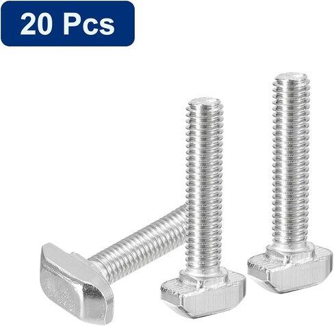 مسمار uxcell M6x30mm T فتحة منسدلة، 20 قطعة من الفولاذ الكربوني المطلي بالنيكل رأس مطرقة على شكل حرف T مسمار منزلق لملف ألومنيوم 30 سلسلة in Saudi Arabia