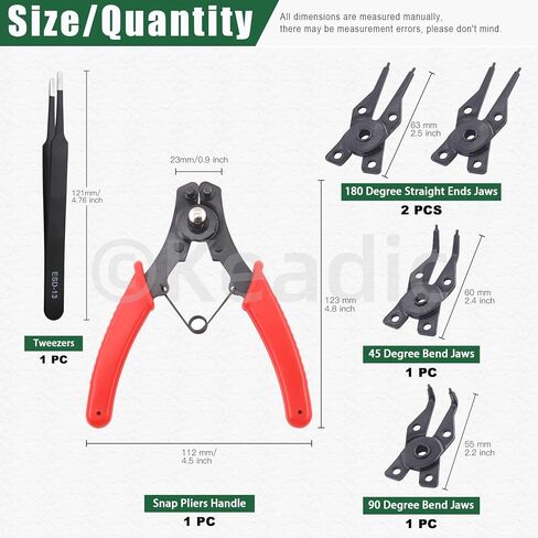 Keadic 312Pcs [M4-M28] C-Clip External Retaining Rings Snap Rings Assortment Kit & [1.5mm-10mm] E-Clip Circlip Ring Assortment Set & Pcs Snap Ring Plier with Tweezers (Alloy Steel) in Kuwait