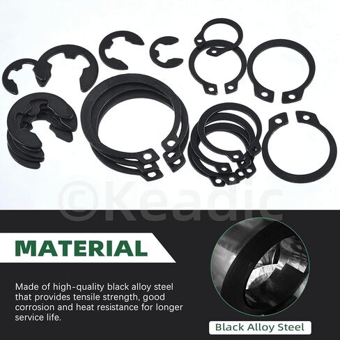 Keadic 312Pcs [M4-M28] C-Clip External Retaining Rings Snap Rings Assortment Kit & [1.5mm-10mm] E-Clip Circlip Ring Assortment Set & Pcs Snap Ring Plier with Tweezers (Alloy Steel) in Kuwait