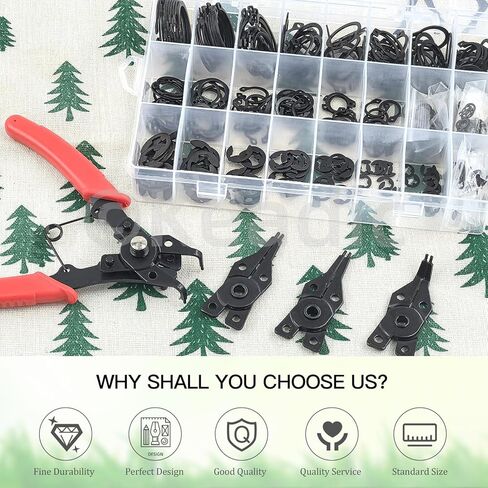 Keadic 312Pcs [M4-M28] C-Clip External Retaining Rings Snap Rings Assortment Kit & [1.5mm-10mm] E-Clip Circlip Ring Assortment Set & Pcs Snap Ring Plier with Tweezers (Alloy Steel) in Kuwait