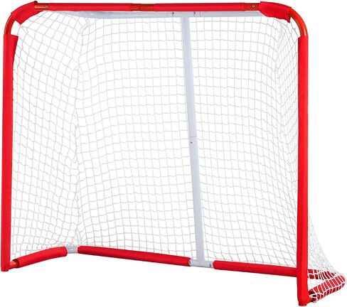 VEVOR Youth Street Hockey Net, Indoor Outdoor Steel Hockey Goal, Portable Lightweight Youth Street + Roller for Kids, Junior Hockey Training Goal Set with Net, Easy Assemble, 54" x 44", White/Red in Saudi Arabia