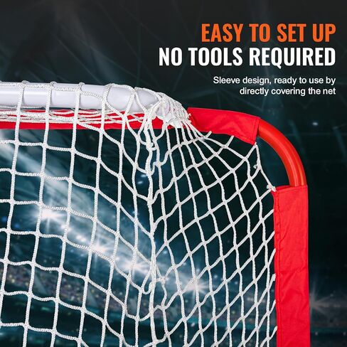 VEVOR Youth Street Hockey Net, Indoor Outdoor Steel Hockey Goal, Portable Lightweight Youth Street + Roller for Kids, Junior Hockey Training Goal Set with Net, Easy Assemble, 54" x 44", White/Red in Saudi Arabia