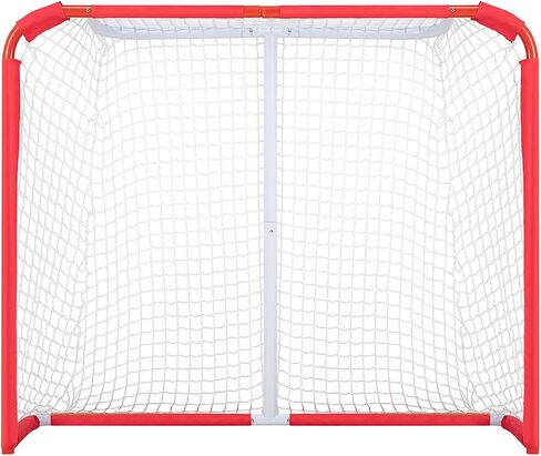 VEVOR Youth Street Hockey Net, Indoor Outdoor Steel Hockey Goal, Portable Lightweight Youth Street + Roller for Kids, Junior Hockey Training Goal Set with Net, Easy Assemble, 54" x 44", White/Red in Saudi Arabia