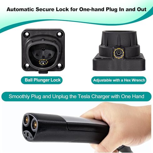 قاعدة تثبيت فوهة شاحن تيسلا، قفل آمن للتوصيل/الإخراج بيد واحدة، شديد التحمل مع نايلون وأضلاع معززة، ملحق تثبيت على الحائط خارجي/داخلي طراز Tesla X/Y/3/S in Kuwait