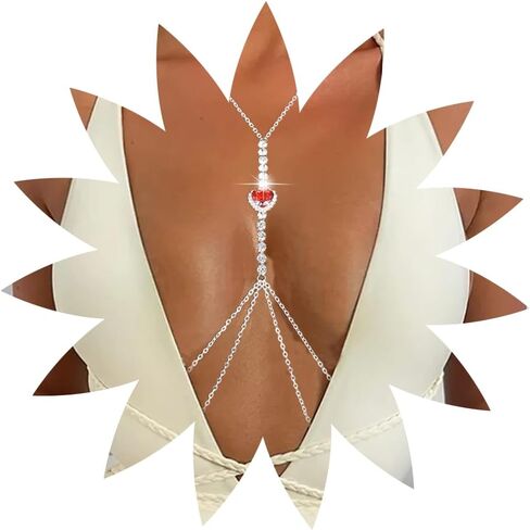 Jerany Rhinestone Sexy Body Waist Chain Gold Layered Body Necklace Party Body Accessories for Women and Girls in Saudi Arabia