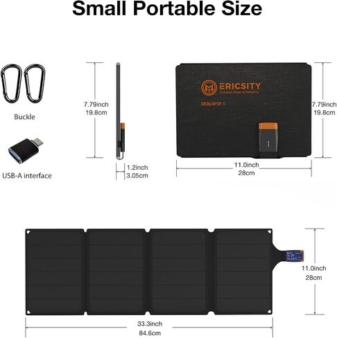 Solar Portable Charger 54W, Ericsity Solar Phone Charger USB Solar Panel Portable for Camping Foldable Solar Panel with USB-C Fast Charging Output and ETFE Surface Material in Saudi Arabia