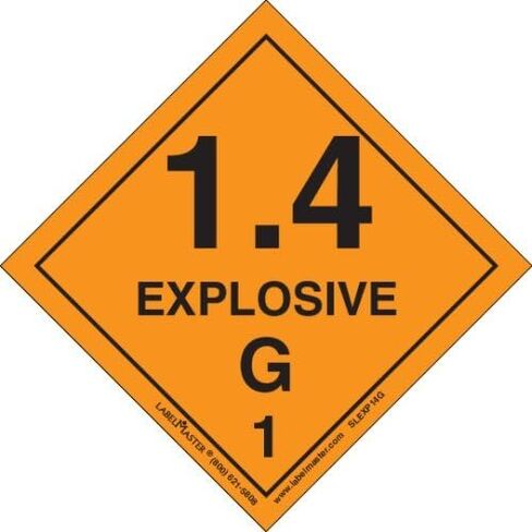 Labelmaster SLEXP14GS Explosive 1.4 G Label, Vinyl, Hazmat, 4" x 4" (Pack of 25) in Saudi Arabia