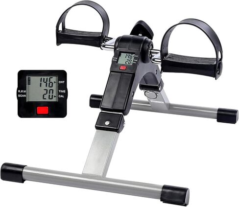 YSSOA Folding Pedal Exercise Bike, Under Desk Bike Pedal Exerciser, Mini Exercise Bike for Arms and Legs Workout, Folding Exercise Peddler Portable with Digital Monitor, Resistance Adjustable in Kuwait