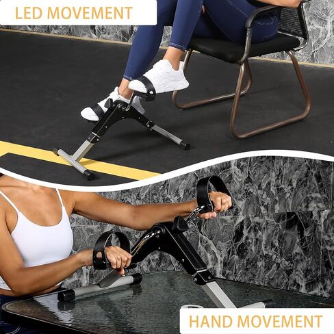 YSSOA Folding Pedal Exercise Bike, Under Desk Bike Pedal Exerciser, Mini Exercise Bike for Arms and Legs Workout, Folding Exercise Peddler Portable with Digital Monitor, Resistance Adjustable in Kuwait