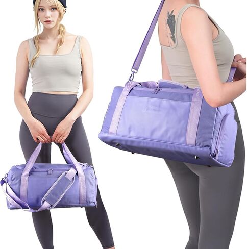 24L Duffle Bag with Shoes Compartment,Overnight Weekender Travel Gym athletic Trainning duffel for Girl Women Water-proof & Tear Resistant (purple/A) in Saudi Arabia