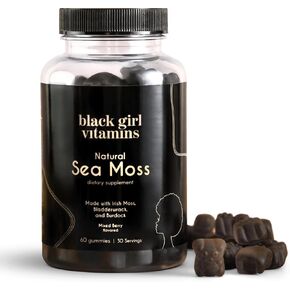 Black Girl Vitamins | Sea Moss Gummies - Irish SeaMoss with Bladderwrack & Burdock - 60 Count