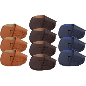 I Golf Iron Headcovers 10pcs PU Fit Both Right-Handed Clubs Golf Club Protector for Titleist Callaway Ping Taylormade Fit More Brands Golf Iron（Yellow+Dark Blue+Brown）