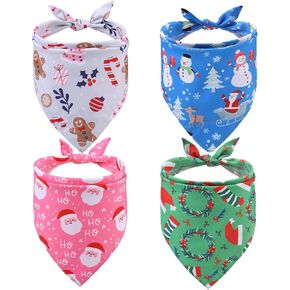 EXPAWLORER Christmas Dog Bandanas - 4 Pack Reversible Holiday Dog Bandanas Costume Boy and Girl, Soft Triangle Scarfs Bibs, Xmas Pet Bandanas Outfit Gift for Small Medium Large Puppy