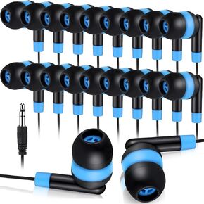 100 Pack Wired Earbuds Bulk Earbuds for Classroom Ear Headphones Wired Basic Student Earbuds No Microphone with 3.5 MM Jack for Kids Schools Libraries Laptop, Individually Bagged (Multicolor)