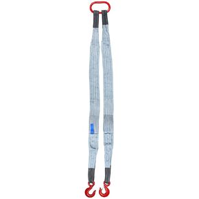 QWORK Two Leg Bridle Web Sling, 6.56Ft 17636 lbs Capacity Steel Sling, 2 Leg Industrial Grab Hook