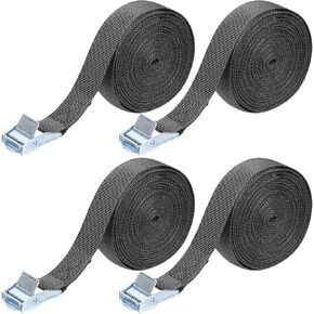 4 Pcs Lashing Straps, 1" x 16Ft(196") Adjustable Tie Down Ratchet Tie Straps with Buckles, Black Cam Lock Strap Cargo Packing Straps Heavy-Duty for Cargo/Luggage/Kayak/Truck/SUV/Car Roof Rack