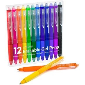 Lineon Erasable Gel Pens, 26 Colors Retractable Erasable Pens Clicker, Fine Point, Make Mistakes Disappear, Assorted Color Inks for Drawing Writing Planner and Crossword Puzzles
