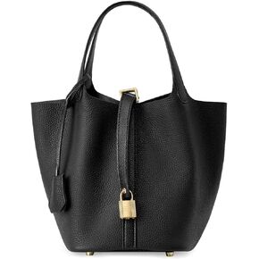 Genuine leather bucket bag for women old trend lychee drawstring soft basket tote bag
