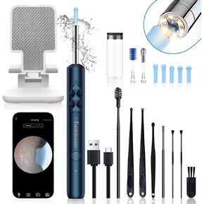 Ear Wax Removal Tool - Ear Cleaner with Camera and Bracket Smart Visual Earwax Removal Kit with Light Ear Spoon 8 Pcs Ear Set for Daily Ear Pick, Ear Cleaning Earwax Cleaner for iOS & Android (Black) in Saudi Arabia