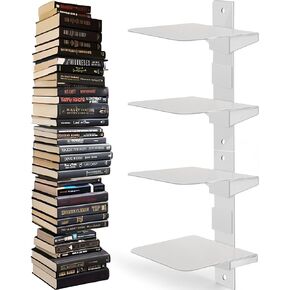 Defined Deco Black Floating Bookshelves-Invisible Floating Bookshelf for Wall -8 Tier Wall Bookshelves,Vertical Spine Book Tower,Heavy-Duty Metal Book Organizers for Home,Office,Living Room,Pack of 4.