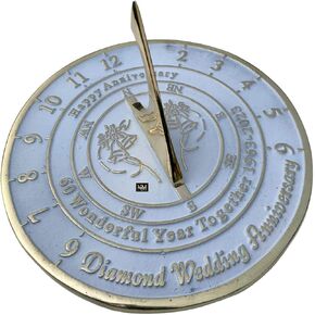 NauticalMart 60th Diamond Wedding Anniversary Sundial Gift for Parents, Grandparents, Friends, Husband or Wife, Couples, Him & Her Unique Marriage Present 2023 (60th Anniversary)