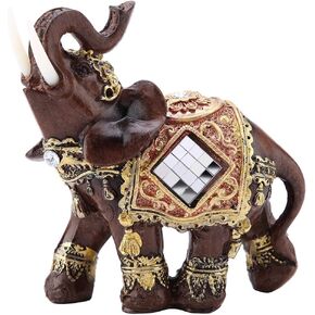 Lucky Wealth Elephant Statue, Elephant Decor Feng Shui Elephant Statue Figurine Wood Grain Collectible Ornament Desktop Decoration for Living Room Bedroom Congratulatory House Warming Gift (Large)