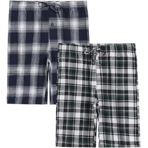 Latuza Men's 2 Pack Cotton Flannel Lounge Sleep Shorts with Pockets