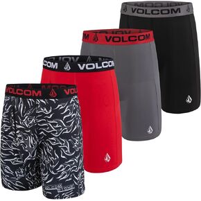 Volcom Mens Boxer Briefs 4 Pack Poly Spandex Performance Boxer Briefs Underwear (Navy/Green/Turquoise/Black, Small)