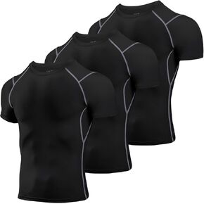 Niksa Men's Compression Shirts 2 Pack, Short Sleeve Athletic Compression Tops Cool Dry Workout T Shirt