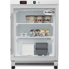 KoolMore KM-MDF46GD 24 in. Commercial Manual Defrost Countertop Display Freezer Stainless Steel and Glass Door, 4.6 Cu. ft, Silver and White