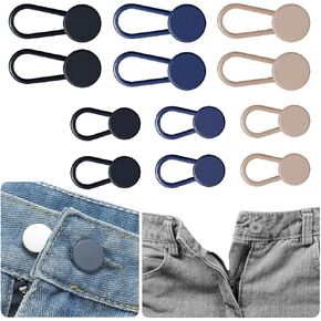MUNAN 12PCS Button Extenders for Pants for Women Men, Jeans Metal Elastic Waistband Expander, Plastic Flexible Adjustable Extender, Pant Waist Extenders, No Sewing Instant Waistband Extension