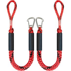 2.5FT Bungee Dock Line Boat Ropes for Docking Line Mooring Rope with Stainless Steel Clip Accessories for Boats 2pcs (Black, 2.5Feet)