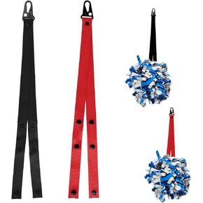 2pcs Pom Pom Holder Straps, Adjustable Cheer Pom Holder Pom Holder for Backpack Cheer Cheerleading Pom Pom Holder Cheerleading Accessories for Teen Girls Sports(Black & Red)
