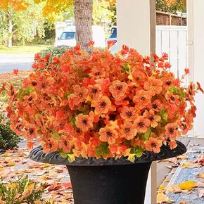 Yastouay 14 Bundles Faux Mums for Outside, UV Resistant Fake Mums Plastic Plants Greenery, No Fade Artificial Mums Flowers for Outdoors Front Porch Home Garden Patio Thanksgiving Fall Decor