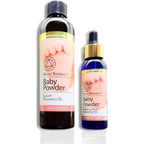 8oz and 2oz Fragrance Oil Set (Two Bottles, one with Dropper) (Pack of 2, Baby Powder)