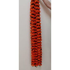 Marigold Garland for Indian/American Wedding Party Mantle Decoration, Faux Garlands for Diwali, House Warming Decoration DIY Backdrops! (Yellow with Leaves, Pack of 5)