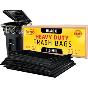 Dyno Products Online 64 Gallon Heavy Duty Trash Bags, 50 Count, 1.5 Mil Black - Individually Folded, Industrial Strength, Made in USA