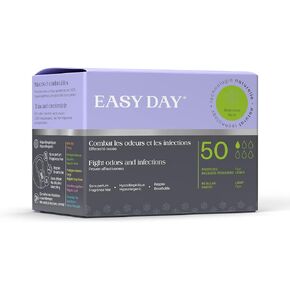 EASYDAY Regular Style Panty Liners for Women, Unscented, Odor Free, Specially Designed for Sensitive Skin, Breathable, Panty Liners for Light Flow Absorbency, 50 Count Pack