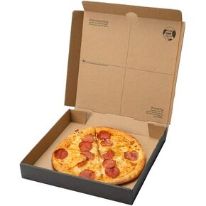Restaurantware Eco Pie 10.6 x 10.6 x 1.7 Inch Pizza Boxes 50 Corrugated Pizza Delivery Boxes - Repurpose As Plates Sturdy Newsprint And White Paper Take Out Boxes Greaseproof Disposable