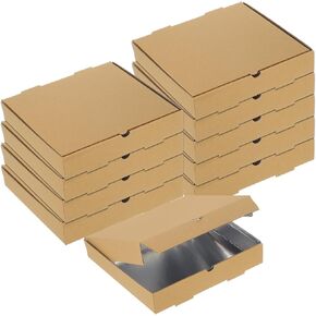 uxcell Pizza Box, 10pcs 11x11 Inches - Aluminum Foil Square Pizza Storage Container for Cake Cookies Pizza Party, Oil-Proof and Waterproof (Brown)