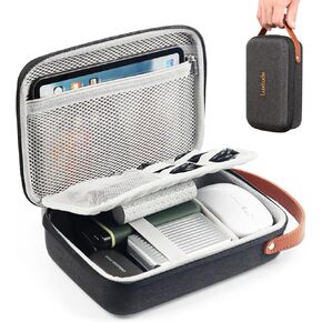 Luxtude Electronics Organizer Travel Case, Hard Case for Electronics, Hard Tech Bag, Tech Accessories Pouch for Apple Digitals, Carrying Case for iPad Mini (Up to 7.9’’), Magic Mouse, Charger