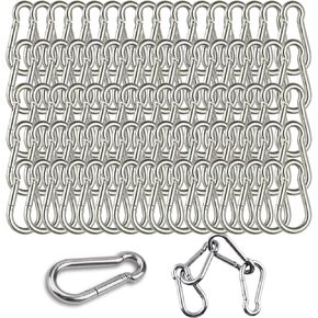 80PCS Spring Snap Hooks M6 Carabiner Heavy Duty Carabiner Clips, Galvanized Steel Quick Links Caribiniers Hammocks Hooks for Camping Hiking Outdoor Swing Pet Leash Gym, sliver