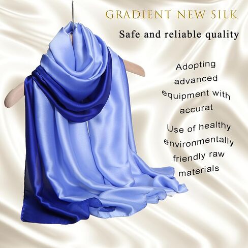 ZMC Long Silk Feeling Scarf,Smooth Gradient Scarf Stripe Lightweight Sun-proof Shawl Wrap Headscarf for Women Spring Summer in Saudi Arabia
