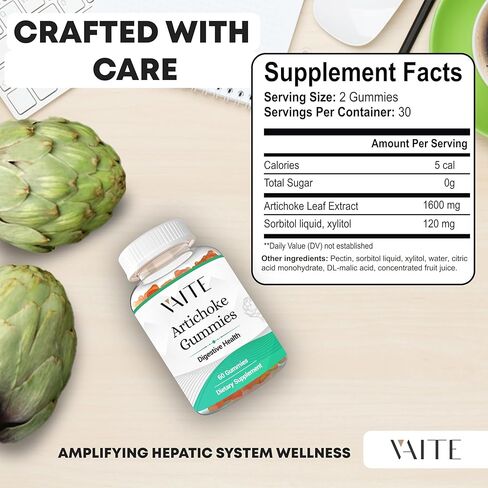 علكات مستخلص أوراق الخرشوف - مكمل غذائي عضوي فائق الجودة للبالغين: يدعم نشاط الإنزيم الهضمي والهضم بشكل عام. غير معدل وراثيًا، خالي من الغلوتين، صديق للنباتيين، صمغ نباتي in Kuwait