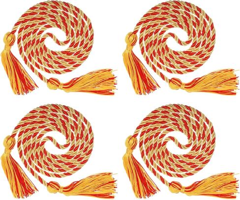 uxcell 4Pcs Graduation Honor Cord 67" with Tassel Polyester Braided Honor Cord Graduation Ropes for Graduation Party Ceremonies Graduates (Gold/Black) in Saudi Arabia