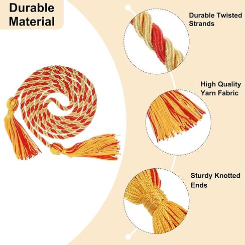 uxcell 4Pcs Graduation Honor Cord 67" with Tassel Polyester Braided Honor Cord Graduation Ropes for Graduation Party Ceremonies Graduates (Gold/Black) in Saudi Arabia