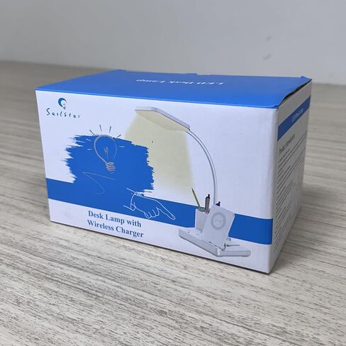 مصباح مكتب Sailstar مع منفذ شحن USB لشاحن لاسلكي، مصابيح مكتب LED للمكتب المنزلي، 800 لومن 3 أوضاع إضاءة حامل قلم قابل للتعتيم 360 درجة معقوفة، ضوء مكتب للعناية بالعين لغرفة النوم الجامعية، أسود in Kuwait