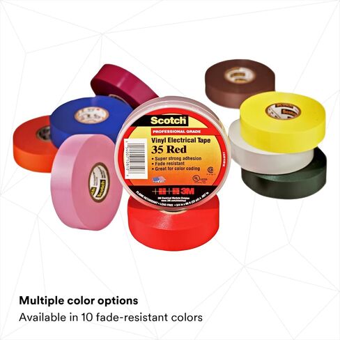 Scotch Vinyl Color-Coding Electrical Tape 35, Green Color, Professional Grade, Non Corrosive, Rubber-Based Adhesive, 3/4 in x 66 ft in Saudi Arabia