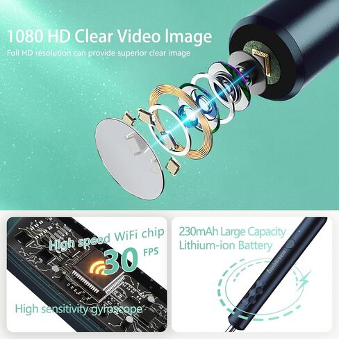 Ear Wax Removal Tool - Ear Cleaner with Camera and Bracket Smart Visual Earwax Removal Kit with Light Ear Spoon 8 Pcs Ear Set for Daily Ear Pick, Ear Cleaning Earwax Cleaner for iOS & Android (Black) in Saudi Arabia